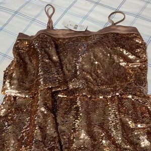 Short rose gold sequins dress